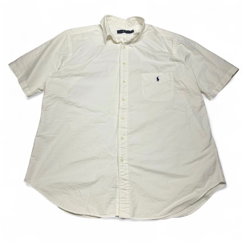 Polo Ralph Lauren Mens XLT Tall White Short Sleeve Oxford Button Down Shirt